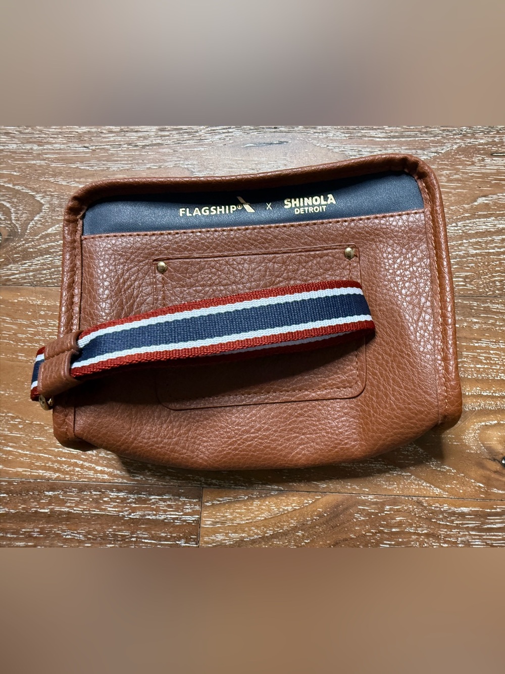 Shinola Detroit x AA Flagship Leather Travel Accessories Cosmetic Bag Brown